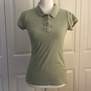 American Eagle Outfitters Sheer SZ M Olive Green Short Sleeve Pullover Top